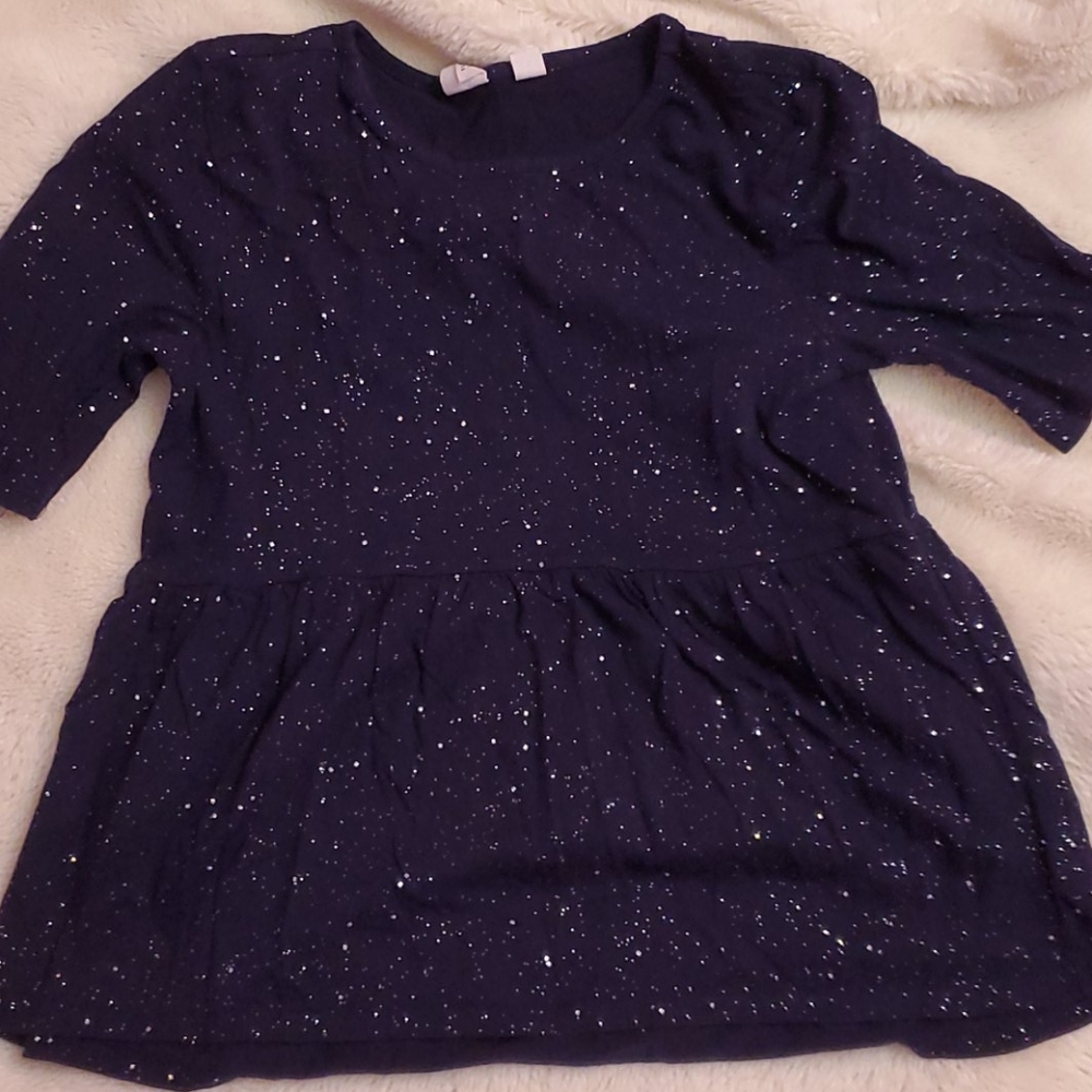 Gap Kids Sparkly Blue 3/4 Sleeve Shirt Sz XL (12)